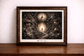 Sombre clock and blinding light scene