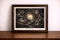 Surreal dark fantasy with cosmic elements