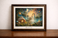 Surreal fantasy landscape with glowing elements