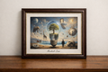 Surreal landscape with floating creatures