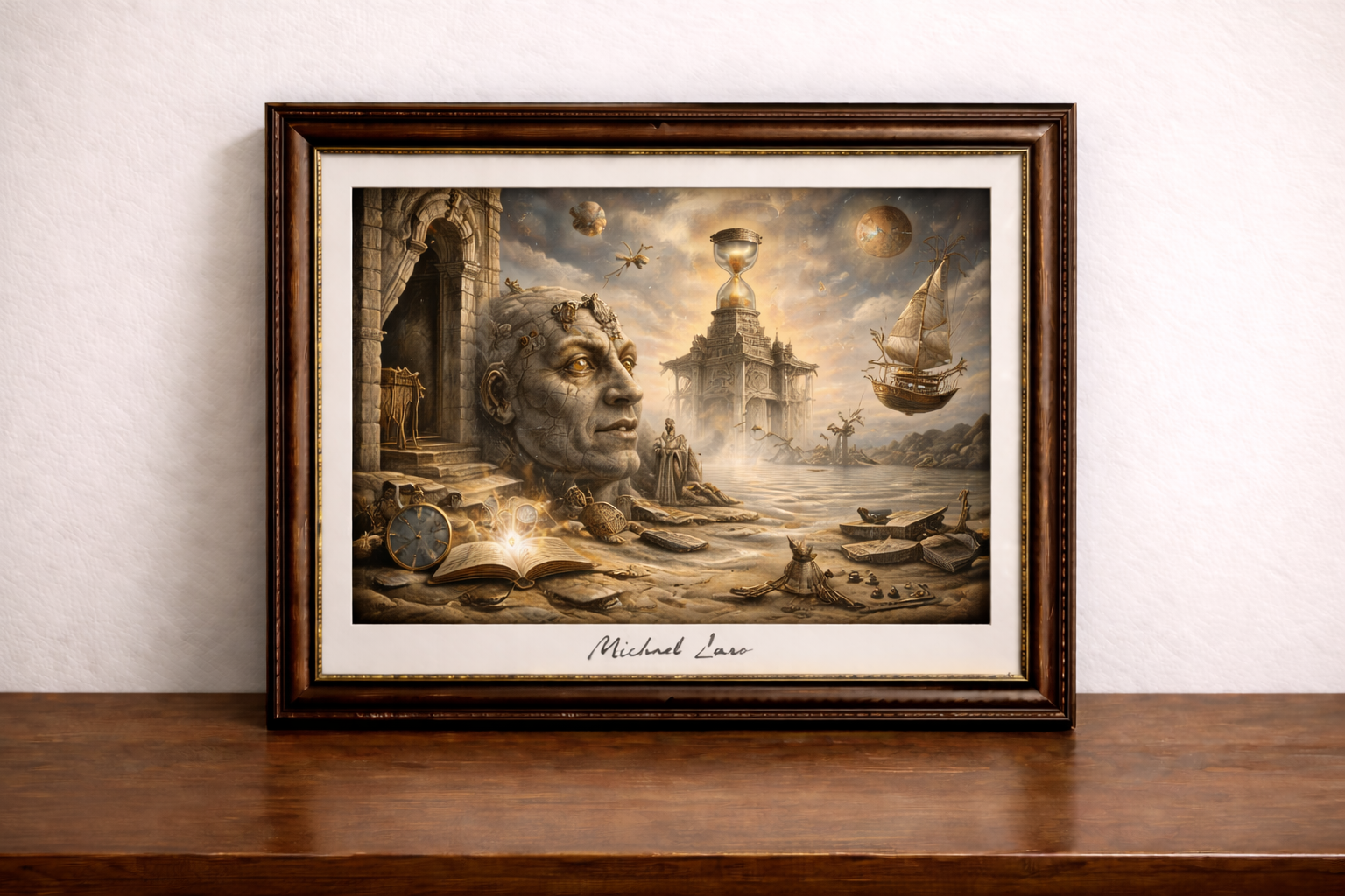Surreal landscape with floating elements 2