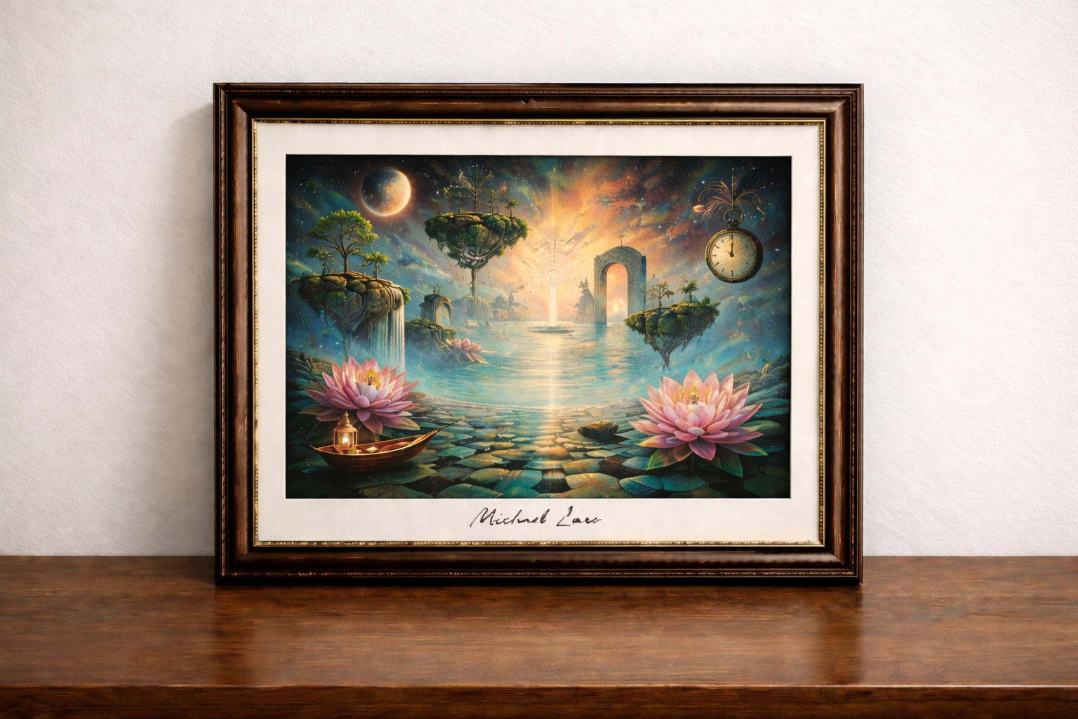 Surreal landscape with floating islands