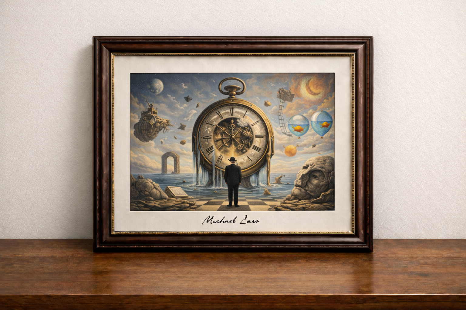 Surreal watch and floating elements
